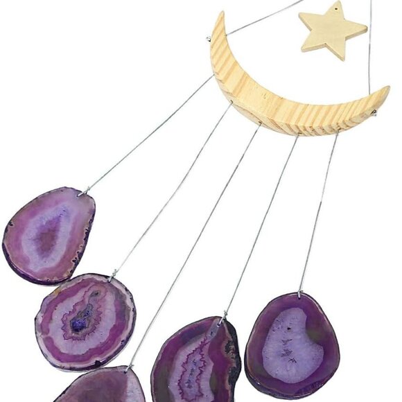 Wind Chimes - Unique Agate Slices Geode Stone Wind Chimes Indoor Outdoor, Healin - Picture 3 of 4